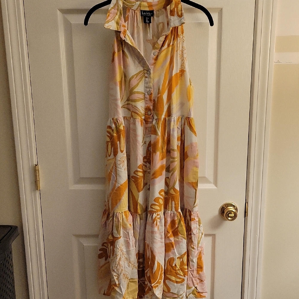 Nicole Miller Yellow Orange Halter Maxi Dress